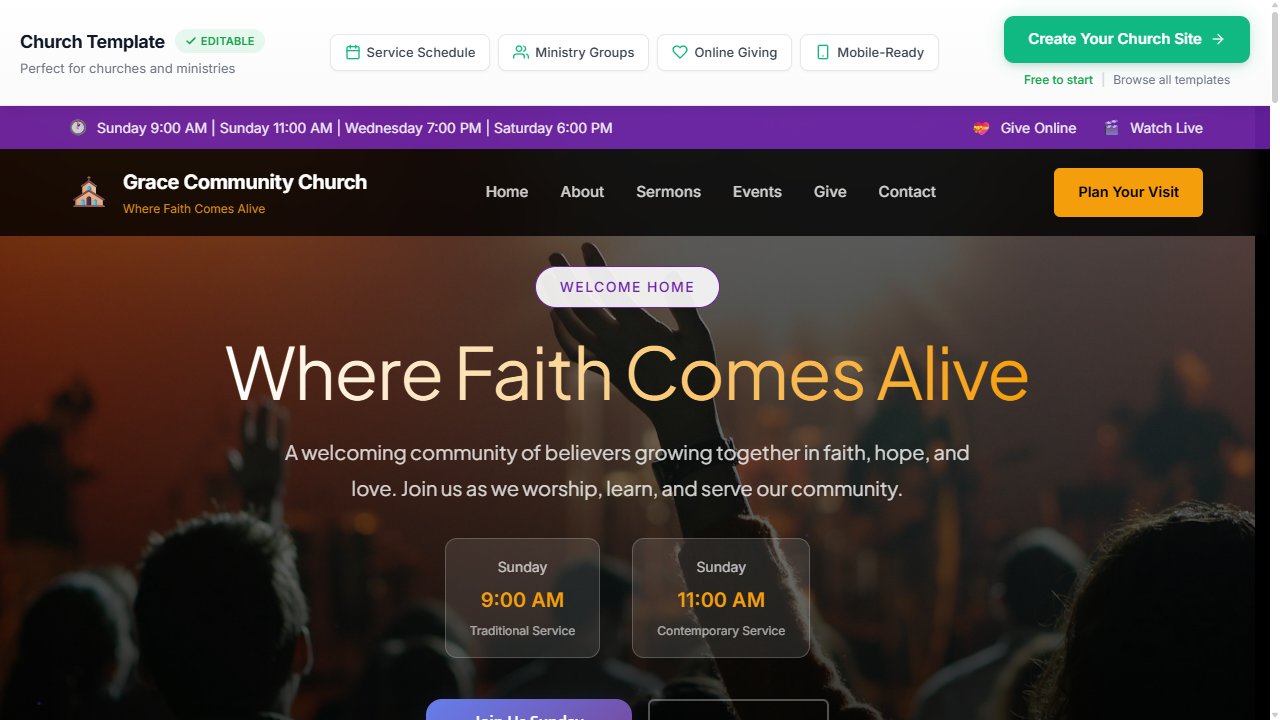Church website on mobile