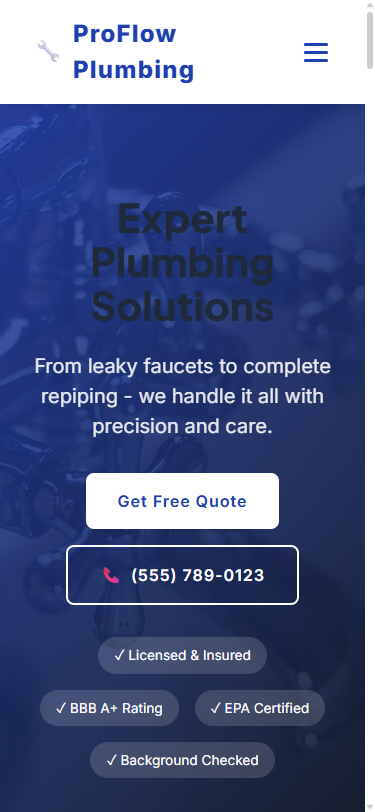 Business website on mobile