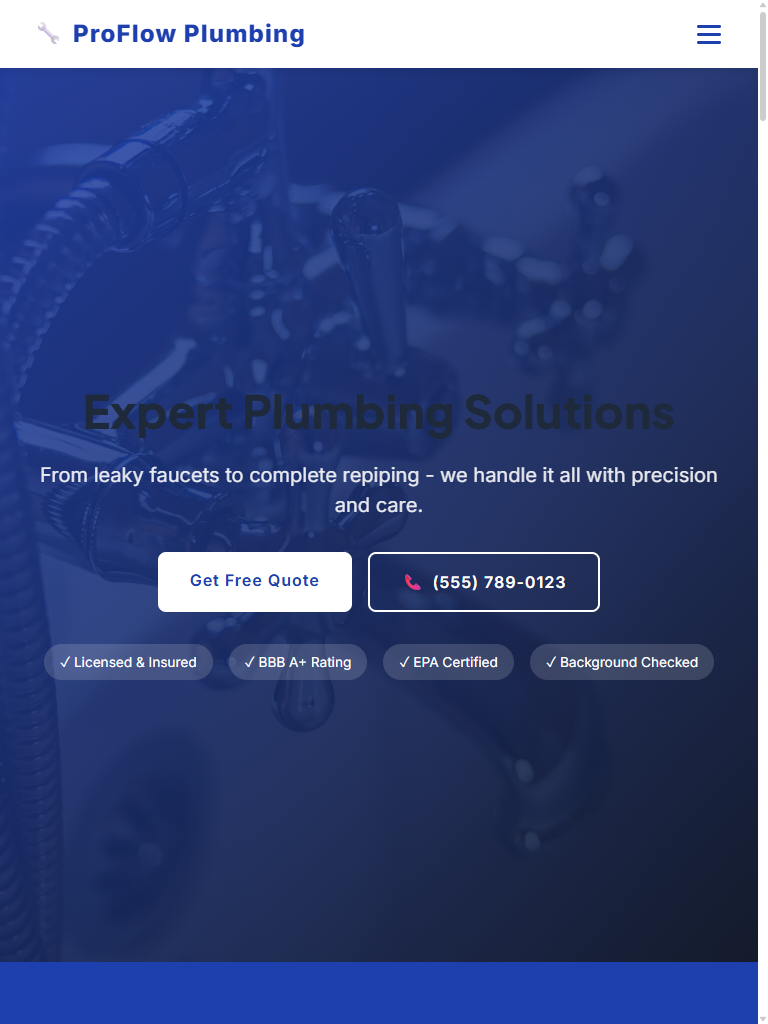 Business website on tablet